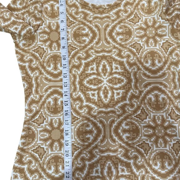 J. McLaughlin Womens Top Catalina Cloth Beige White Geometric 3/4 Sleeve Size M - Picture 6 of 8